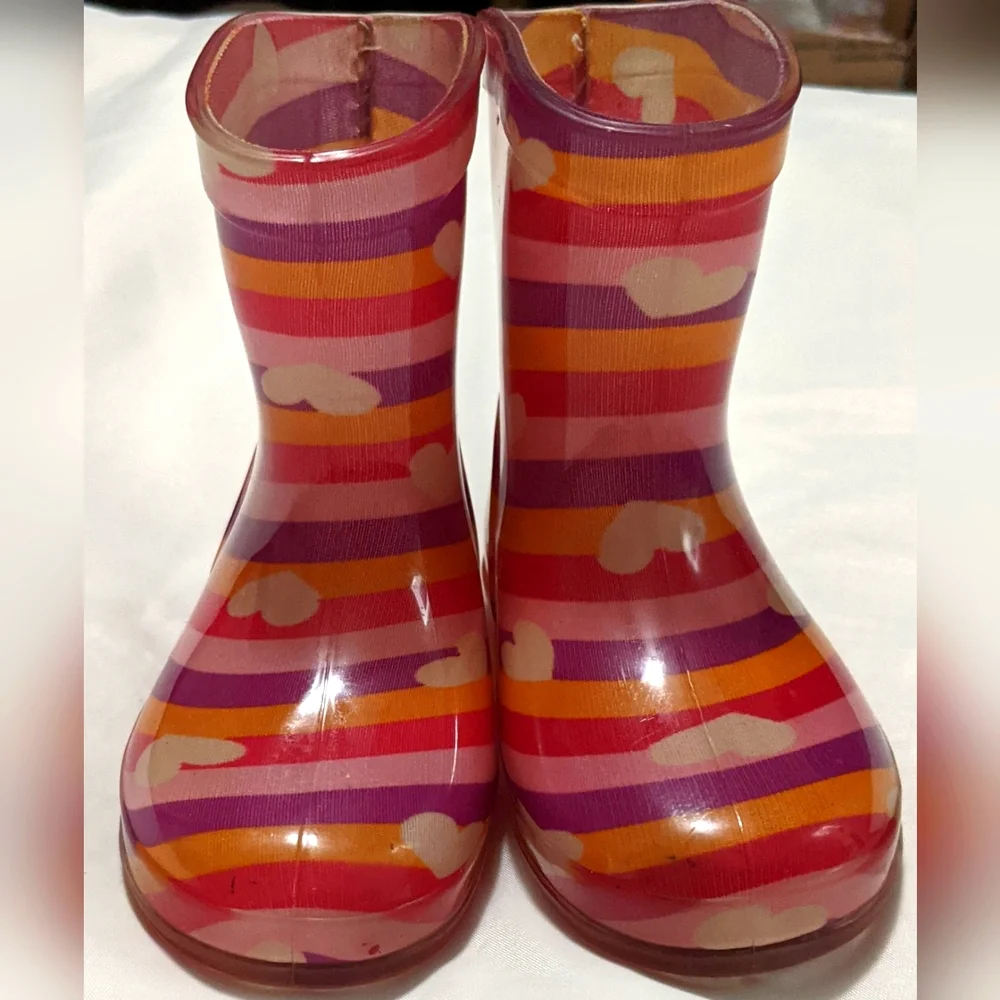 Stripes & Hearts Toddler Girl Rain Boots